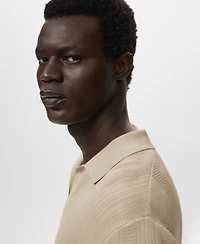 Mango Men's Ribbed Knit Polo Shirt