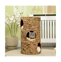 Zeus & Ruta Elevated Cat Tower with 3 Hideaways and Plush Cushions