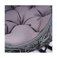 Zeus & Ruta Gray Rattan Cat Egg Chair with Stand and Cushion