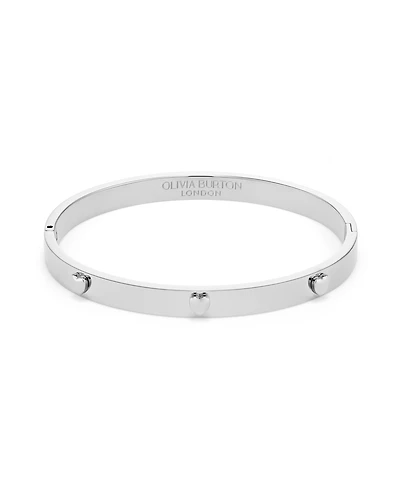 Olivia Burton Mini Heart Silver Tone Stainless Steel Bangle Bracelet