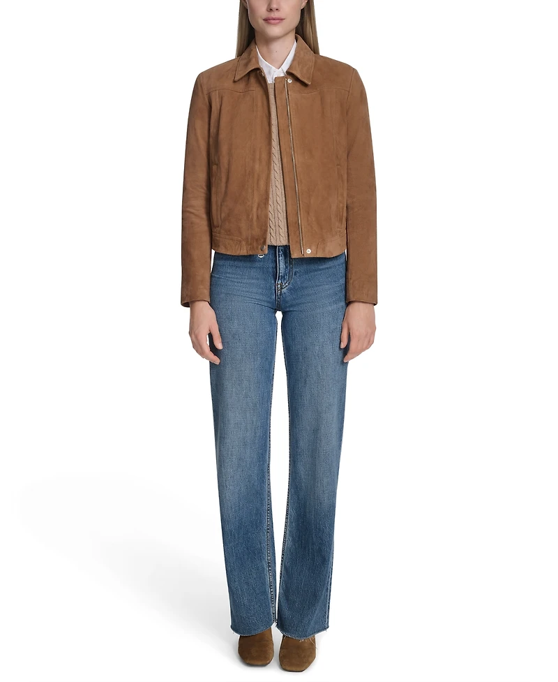 Cole Haan Women's Zip Front Suede Jacket