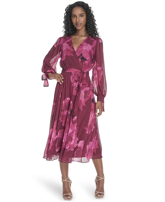 calvin klein midi dresses with sleeves Calvin Klein Plus Size Flutter Sleeve Round Neck Midi Dress