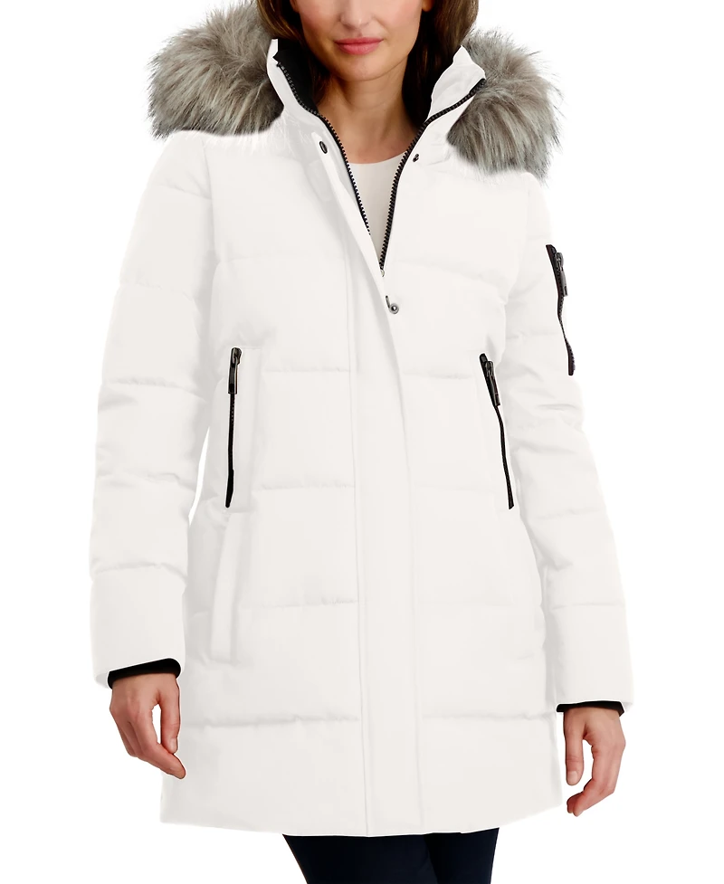 Nautica Women's Faux-Fur-Trim Hooded Puffer Coat