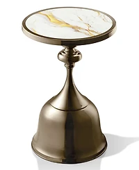 Furniture of America Knoll 16" Metal Round End Table with Pedestal Base