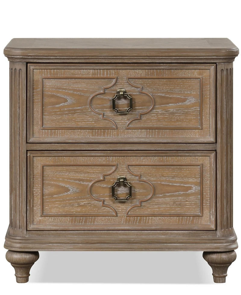 Furniture of America Aveline 29.5" Solid Wood 2-Drawer Nightstand with Usb Ports