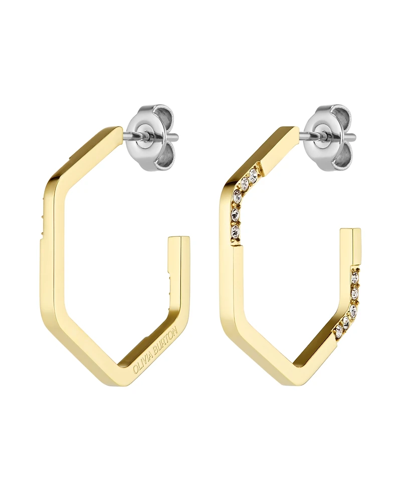 Olivia Burton Crystal Honeycomb Gold Tone Stainless Steel Earrings