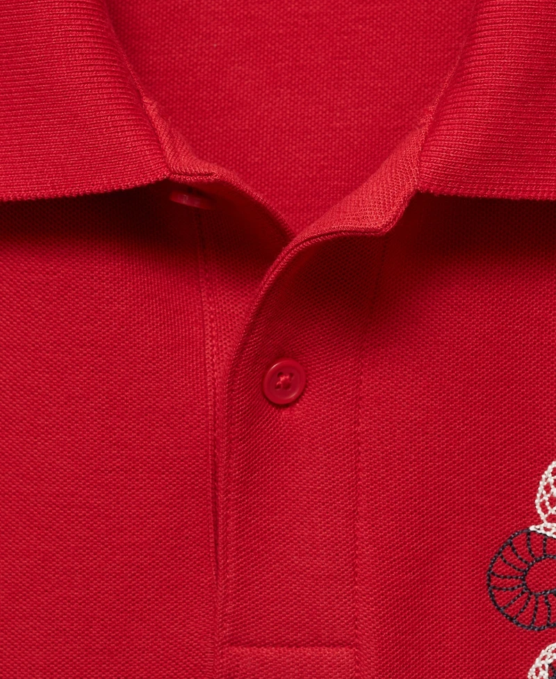 Mango Men's Embroidered Graphic Cotton Polo Shirt