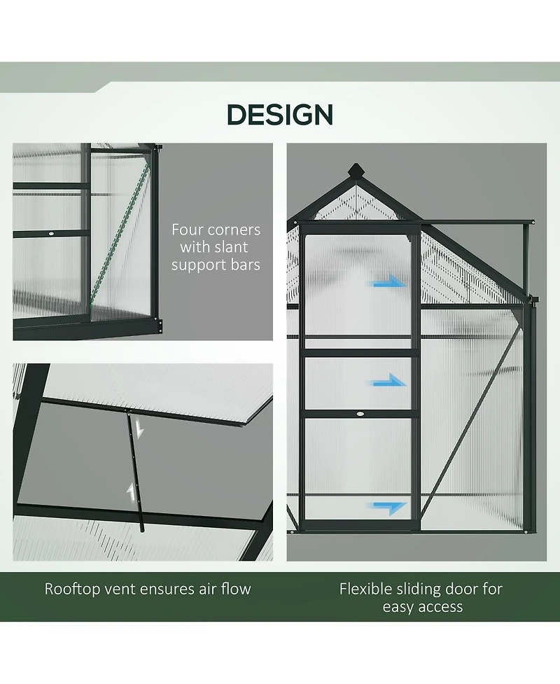 Outsunny 6' x 8' x 6.5' Large Polycarbonate Walk-in house,