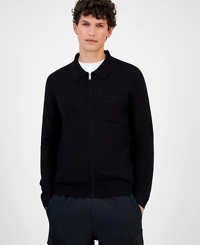 Hugo By Boss Men's San Jean Full Zip Collared Cardigan