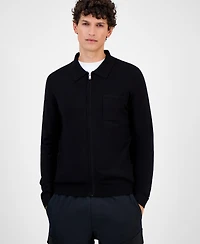 Hugo By Boss Men's San Jean Full Zip Collared Cardigan