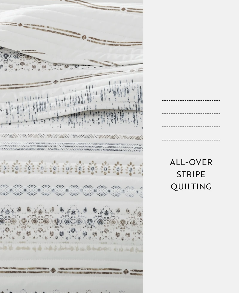 ienjoy Home Relic Stripe Reversible 3-Pc. Quilt Set, Full/Queen