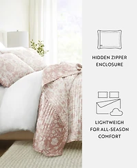 ienjoy Home Textured Floral Reversible 3-Pc. Quilt Set, Full/Queen