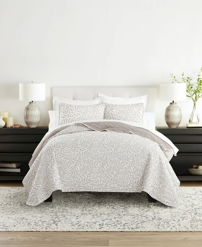 ienjoy Home Tossed Ferns Reversible 3-Pc. Quilt Set, King/California King