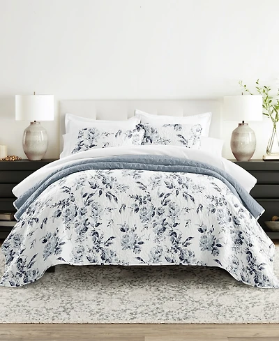 ienjoy Home Rose Garden Reversible 3-Pc. Quilt Set, Full/Queen