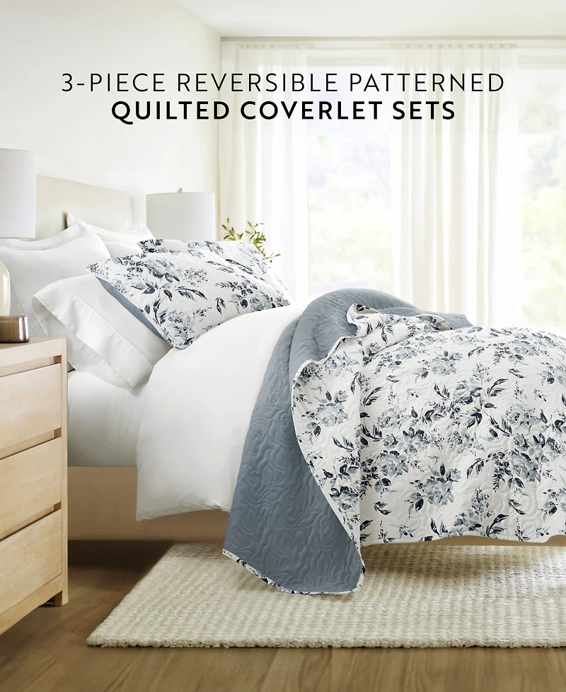 ienjoy Home Rose Garden Reversible 3-Pc. Quilt Set, King/California King
