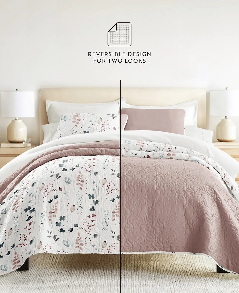 ienjoy Home Poppy Bloom Reversible 3-Pc. Quilt Set