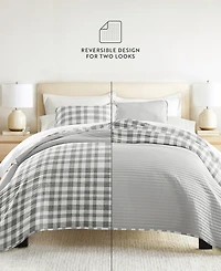 ienjoy Home Watercolor Plaid Reversible -Pc. Quilt Set