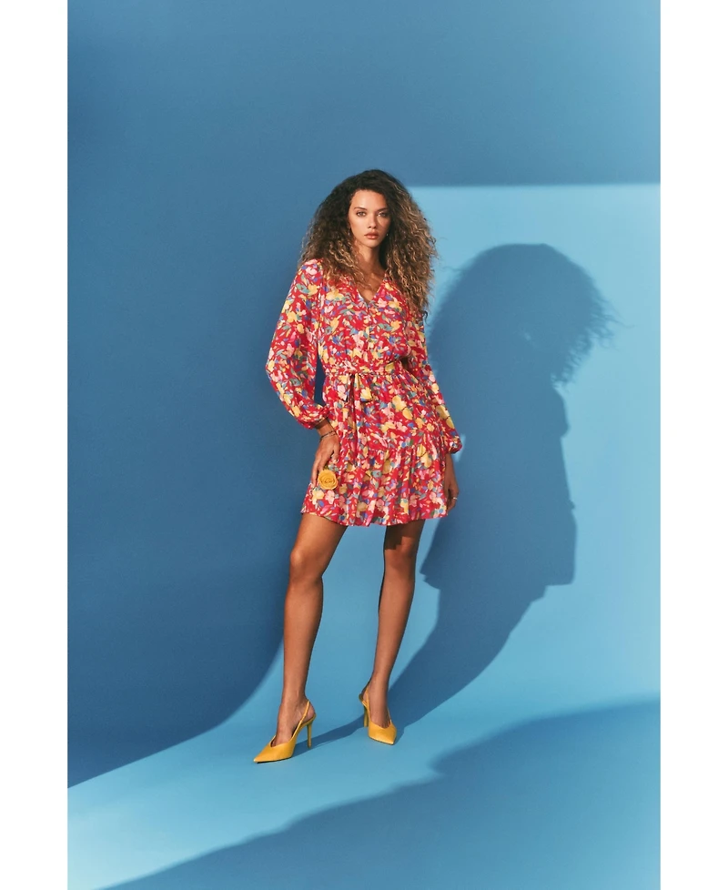 Isaac Mizrahi Women's Puff Sleeve Belted Dress