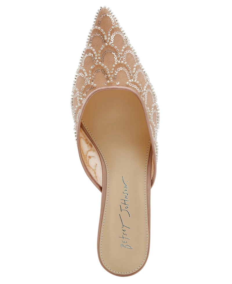 Betsey Johnson Women's Ellis Beaded Scalloped Mule Pumps
