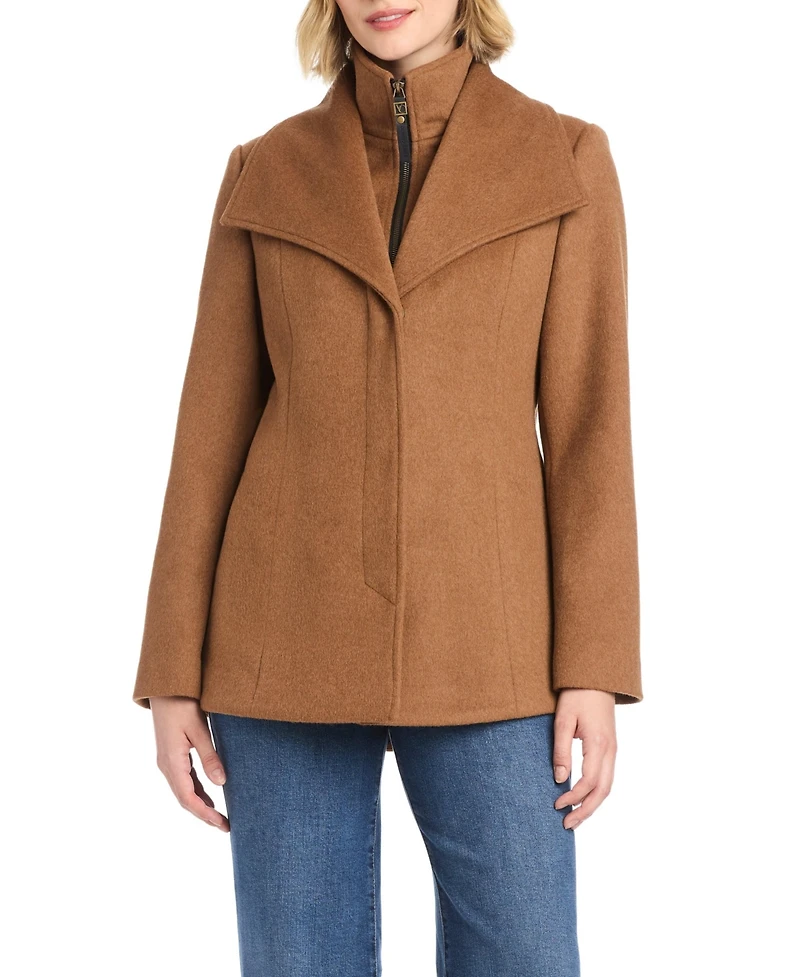 Vince Camuto Women's Short Wool Coat With Fixed Bib