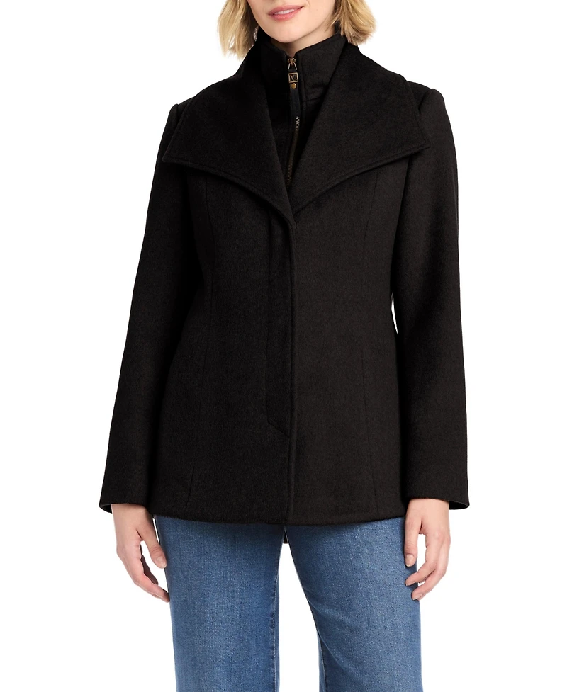 Vince Camuto Women's Short Wool Coat With Fixed Bib