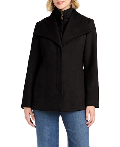 Vince Camuto Women's Short Wool Coat With Fixed Bib