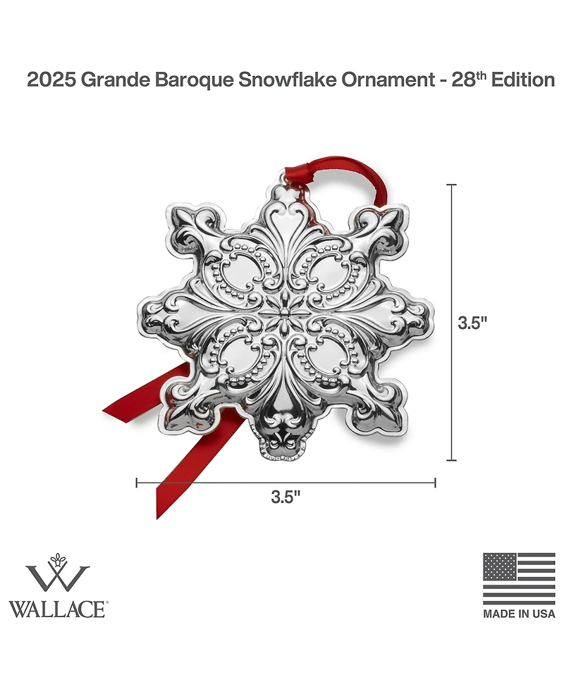 Wallace 2025 Sterling Silver Grande Baroque Snowflake Ornament, 28th Edition