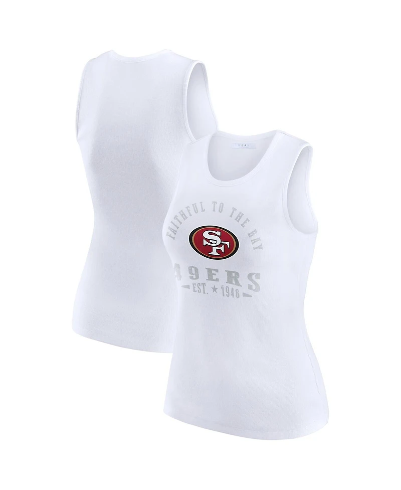 Wear by Erin Andrews Women's White San Francisco 49ers Ribbed Graphic Tank Top