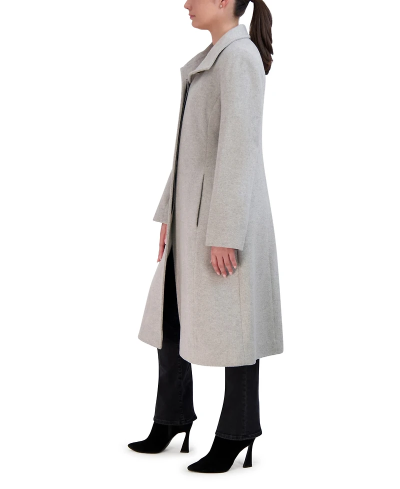 Cole Haan Womens Stand-Collar Single-Breasted Wool Blend Coat