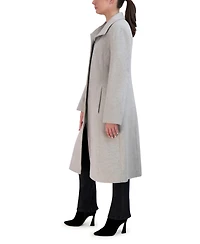 Cole Haan Womens Stand-Collar Single-Breasted Wool Blend Coat