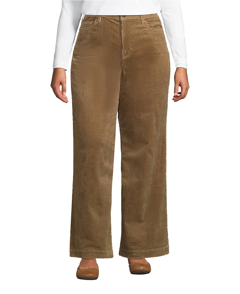 Lands' End Women's Plus High Rise Wide Leg Corduroy Pants
