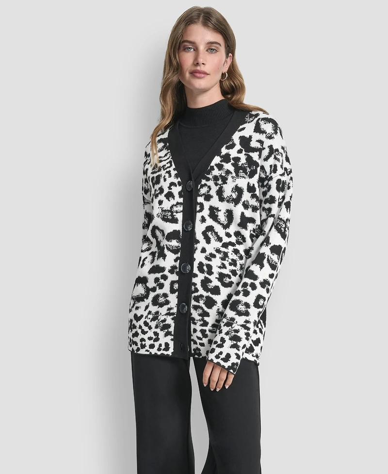 Dkny Women's Long Sleeve V-Neck Cardigan Sweater