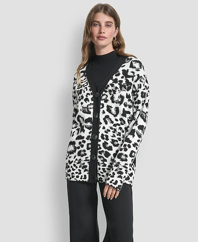 Dkny Women's Long Sleeve V-Neck Cardigan Sweater