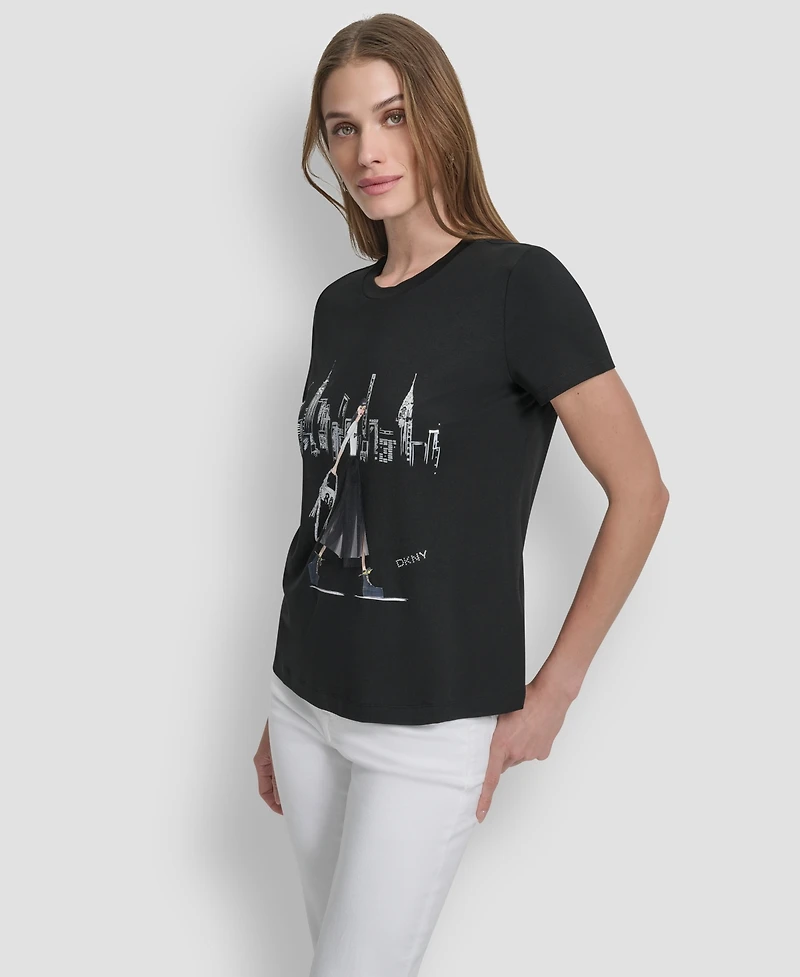Dkny Women's Nyc Skyline Conversational T-Shirt