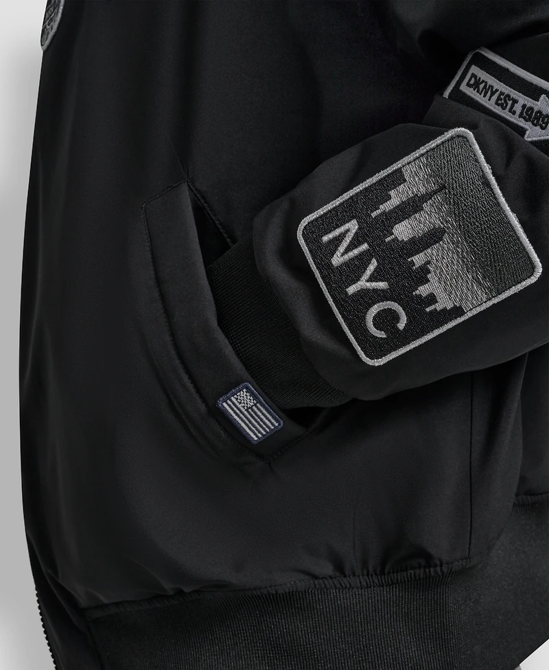 Dkny Women's Pins and Patches Long Sleeve Bomber Jacket