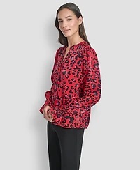 Dkny Women's Long-Sleeve Split-Neck Top