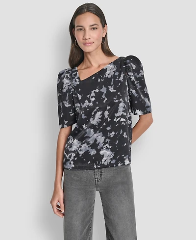 Dkny Women's Short Sleeve Printed Top