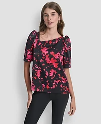 Dkny Women's Short Sleeve Printed Top