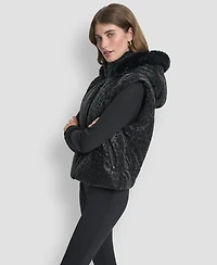 Dkny Women's Cheetah Print Tech Puffer Vest Jacket