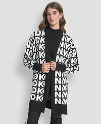 Dkny Women's Repeat Logo Open-Front Cardigan Sweater