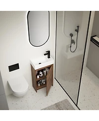 Casainc 18 Inch Freestanding Vanity with Sink and Soft-Close Doors for Small Bathrooms