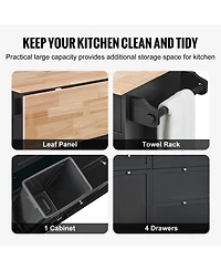 Kitchen Cart with Drawer and Concealed Trash Cabinet, Ideal for Tidy Kitchens