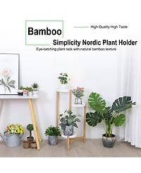 Unho Adjustable Bamboo Plant Flower Display Storage Corner Flower Pots Rack Holder