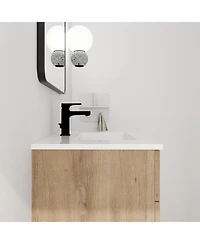 Casainc 30 Inch Wall-Mounted Vanity with Sink, Soft-Close Drawer, and Side Storage Shelf