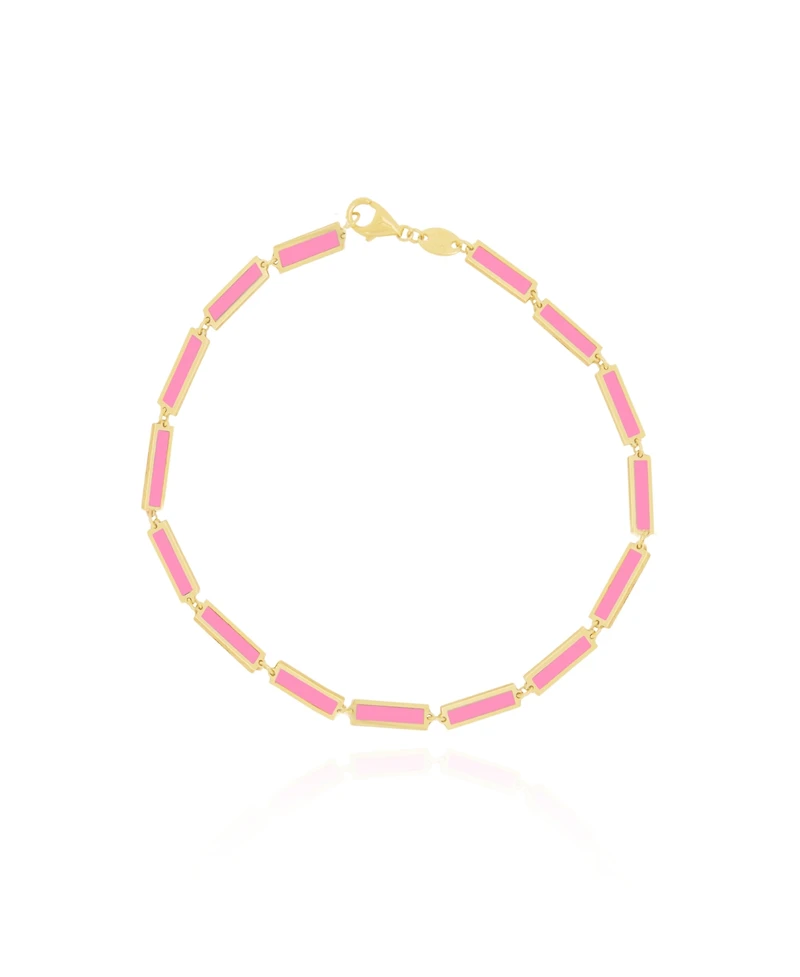 The Lovery Bubblegum Pink Bar Bracelet 14K Gold