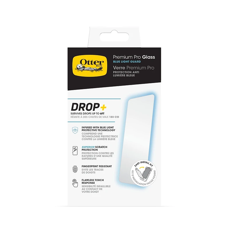 OtterBox Premium Pro Glass Antimicrobial Blue Light Screen Protector for Apple iPhone Pro Max-Clear