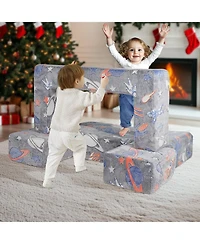 Slickblue 4-Piece Kids Couch Set, Toddler Sofa with Removable Covers for Playroom or Bedroom