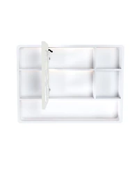 Casainc 35×28 Inch Aluminum Mirror Cabinet with Defogging and 3-Color Led Light - White