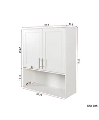 Casainc Wall Mount Bathroom Mirror Cabinet with Dual Doors and Tissue Slot