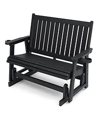 2-Seat Patio Glider Hips Rocking Chair with Removable cup holder，All-Weather Resistant Bench with Back & Hips Comfortable Support，Heavy